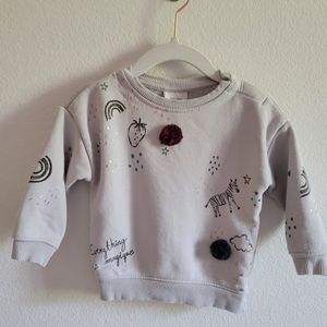 Zara Baby Girl 9-12 months Gray-Blue Sweatshirt